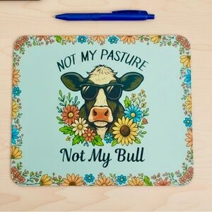 Floral Cow Mouse Pad